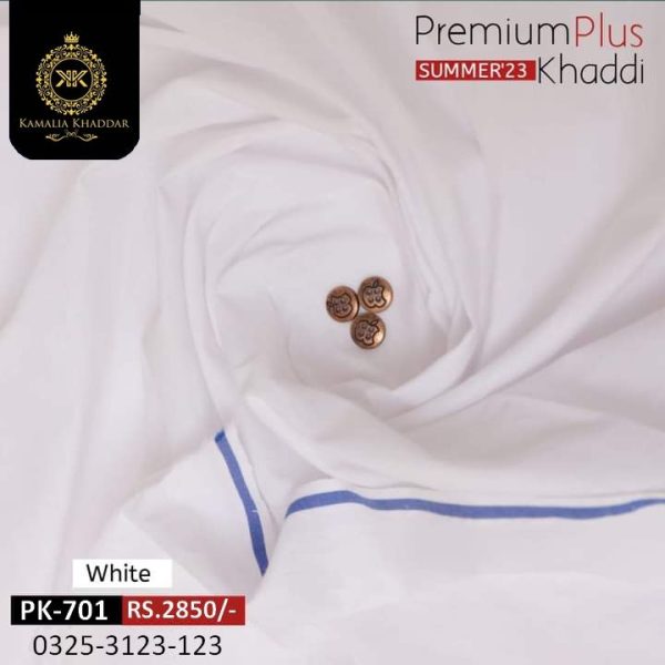 PK-701 Pure White Premium Khaddar Kamalia Khaddar Summer Collection