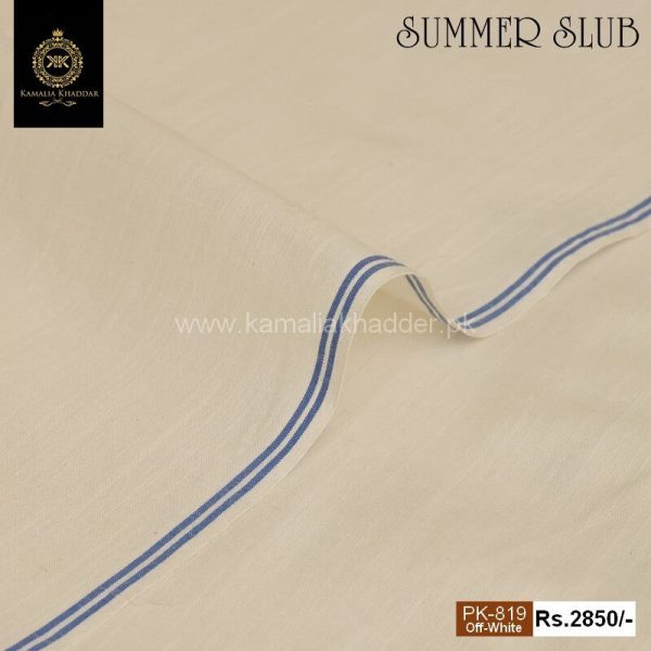 PK-819 Off-White Premium Slub Designer Summer Khaddar Kamalia Khaddar Summer Collection